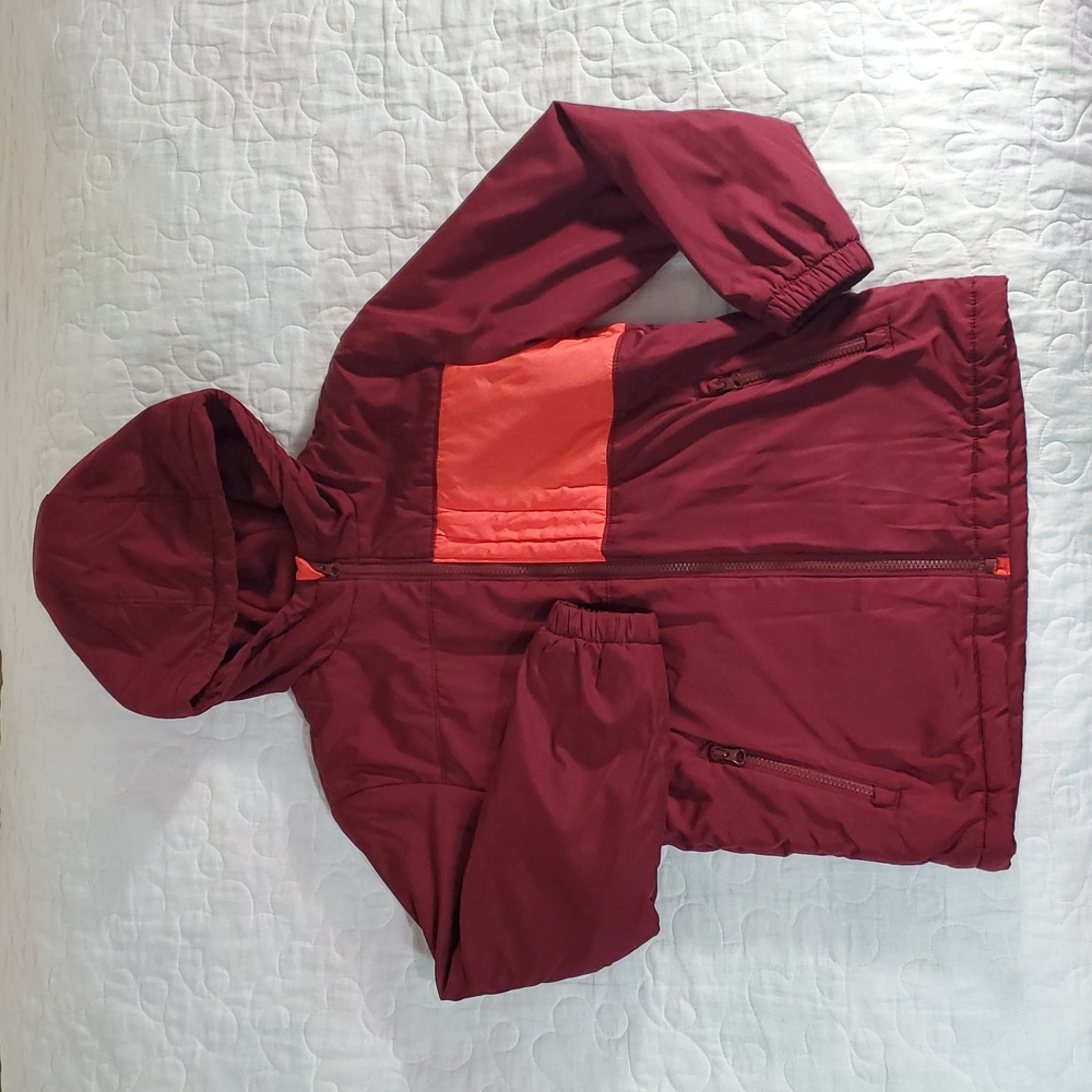 GAP Kids 3 Season Color Blocked Jacket In Maroon and Orange, Size Large